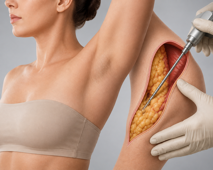 Surgeon consulting a patient about Axillary Fat Reduction